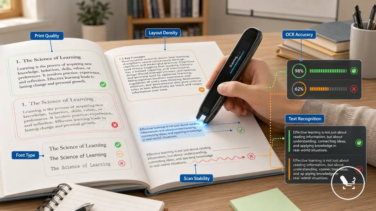 Precisión del escaneo OCR en condiciones de reconocimiento de texto académico