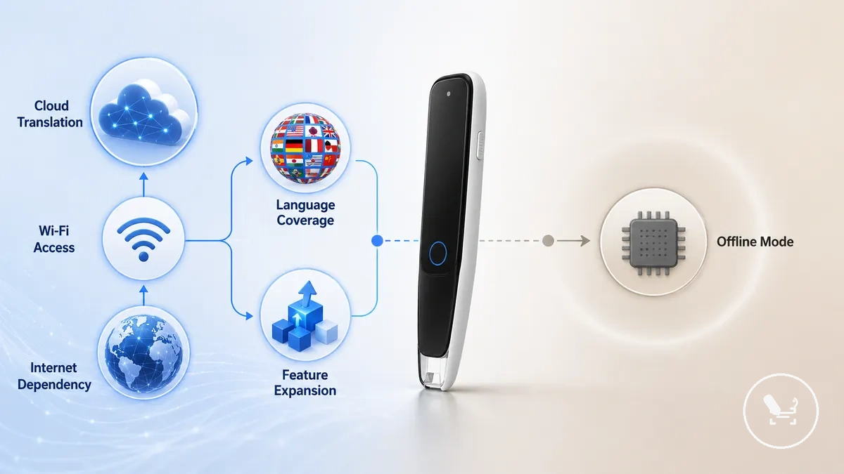 Diagrama de dependencia de la traducción en la nube con Wi-Fi del bolígrafo traductor
